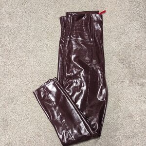 SPANX Patent faux Leather  Maroon Leggings